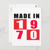 1970年に製造された誕生日デザイン ポストカード (正面/裏面)