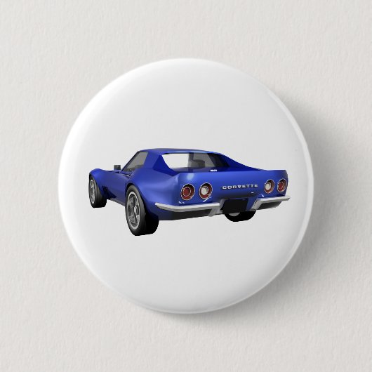 1970年のコルベットのスポーツ・カー: 青い終わり 缶バッジ (正面)