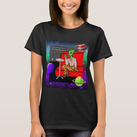 1970年のディスコレトロの地球外ラウンジ Tシャツ (正面)