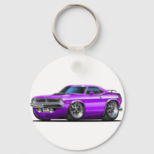 1970年のプリマスCudaの紫色車 キーホルダー