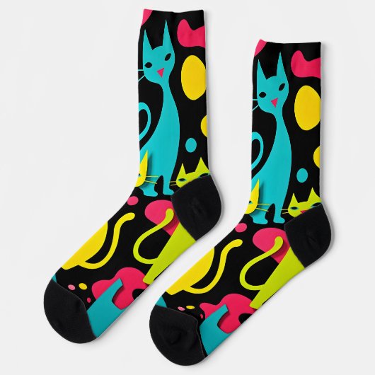 1970年のヴィンテージスタイルGroovy抽象芸術猫 ソックス (左)