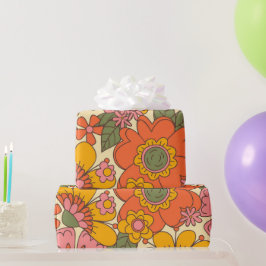 1970年のヴィンテージ花柄 ラッピングペーパー