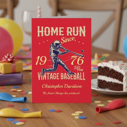 1970年の50生まれ歳のヴィンテージ野球男子赤 カード