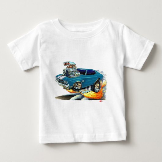 1970年のChevelleのティール(緑がかった色)車 ベビーTシャツ (正面)