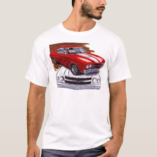 1970年のChevelleの赤白の車 Tシャツ