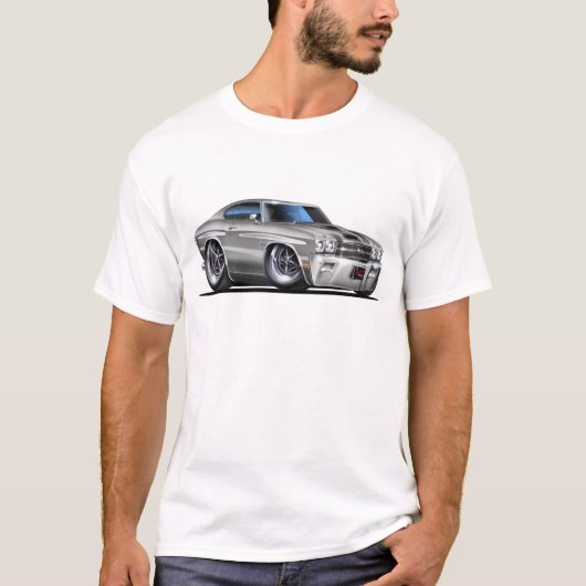 1970年のChevelleの銀黒い車 Tシャツ (正面)