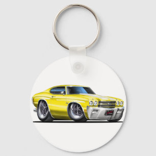 1970年のChevelleの黄色白の車 キーホルダー