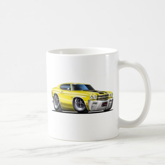 1970年のChevelleの黄色黒い車 コーヒーマグカップ (右)