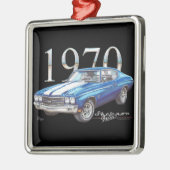 1970年のChevyのChevelleによってすごいスポーツのクリスマスのオーナメント メタルオーナメント (左)