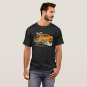 1970年のEl Caminoのオレンジ黒いトラック Tシャツ (正面フル)