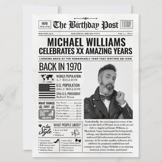 1970年カスタム新聞紙誕生日カード、トレンド シーズンカード (正面)