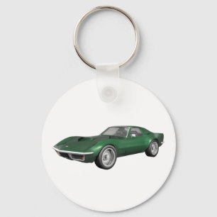 1970年コルベットスポーツカー:緑の仕上げ キーホルダー