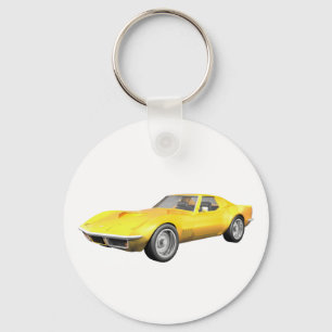 1970年コルベットスポーツカー:黄色の仕上げ キーホルダー