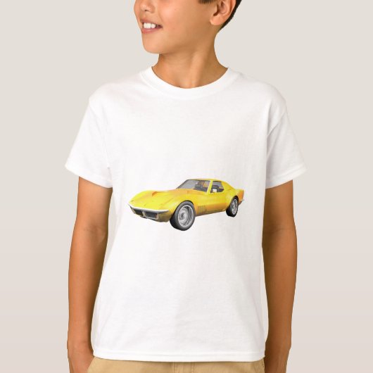 1970年コルベットスポーツカー：黄色の仕上げ Tシャツ (正面)