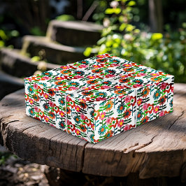 1970年スタイル花 ラッピングペーパー