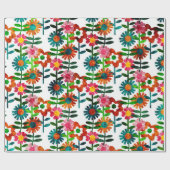 1970年スタイル花 ラッピングペーパー (フラット)