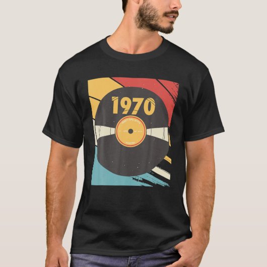 1970年ビニール記録ヴィンテージ男性50位誕生日 Tシャツ (正面)