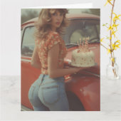 1970年代かわいい女性の誕生日グリーティングカード カード (黄色い花)