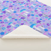 1970年代きのこ花ウッドランドパープルブルー シェルパブランケット (3/4)