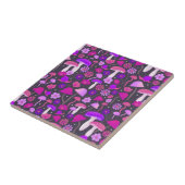 1970年代のサイケデリックマッシュルーム紫、ピンク、ブラック タイル (側面)