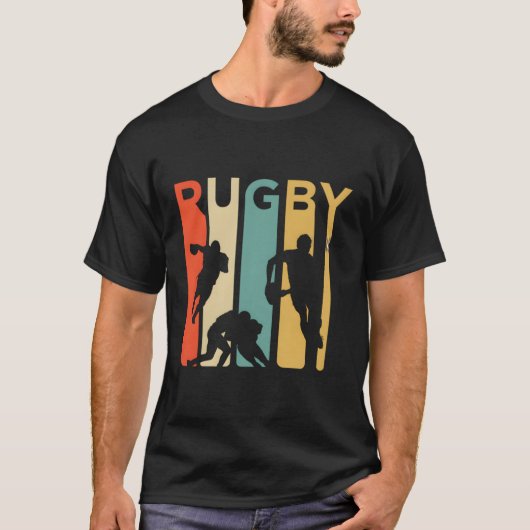 1970年代のスタイルラグビーラグビースポーツ Tシャツ (正面)