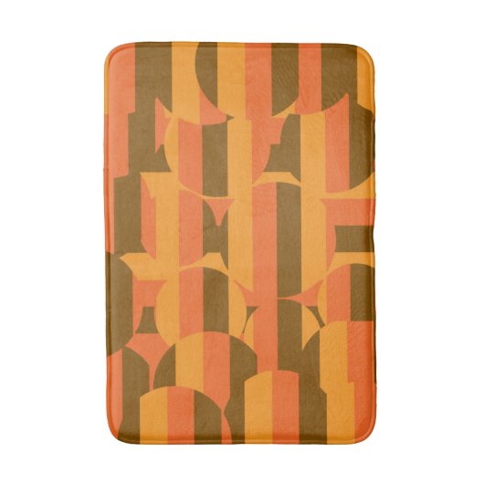 1970年代のレトロでグルーヴィーな幾何学アート バスマット (正面縦)