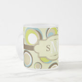 1970年代のレトロサークルすりガラスのコーヒーマグカップ フロストグラスマグカップ (正面左)