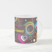 1970年代のレトロサークルすりガラスのコーヒーマグカップ フロストグラスマグカップ (正面右)