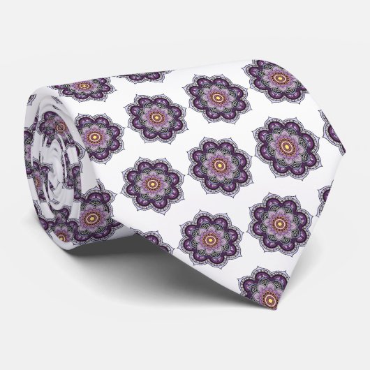 1970年代のヴィンテージ風 紫のマンダラ ネクタイ (ロール)
