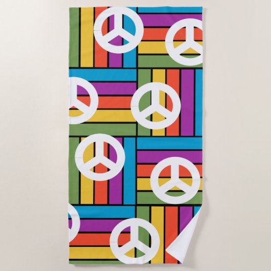1970年代の平和 ビーチタオル (正面)