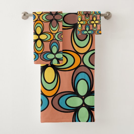 1970年代の楕円形の花 バスタオルセット (インサイチュ)