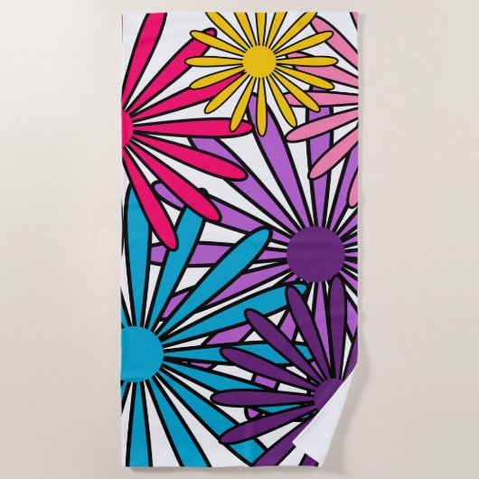 1970年代の花 ビーチタオル (正面)