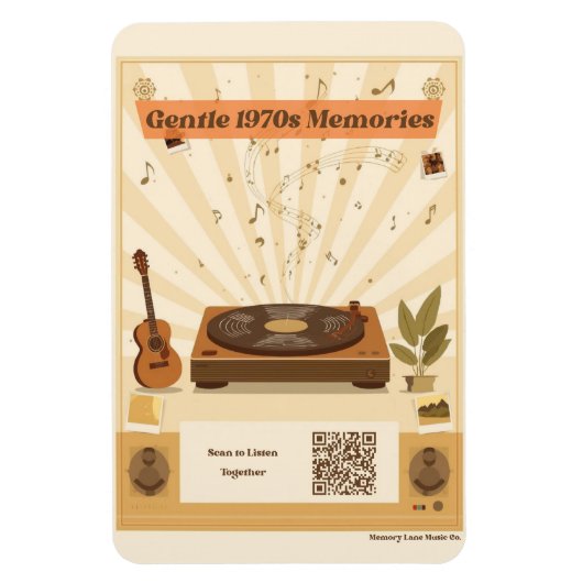 1970年代の記憶ケア音楽プレイリストマグネット 認知症 マグネット (縦)