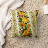 1970年代の黄色い花柄 クッション (ブランケット)