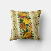 1970年代の黄色い花柄 クッション (裏面)