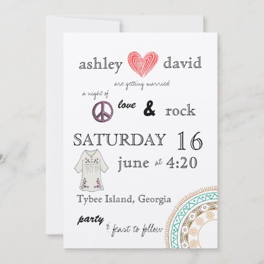 1970年代をテーマにした結婚式招待状 招待状 (正面)