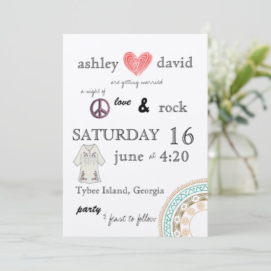 1970年代をテーマにした結婚式招待状 招待状 (スタンド正面)