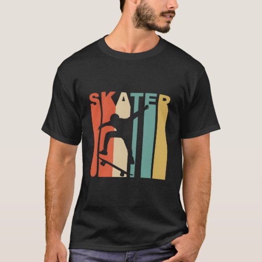 1970年代スタイルのスケーター スケートボーダー スケートボーディング Tシャツ (正面)