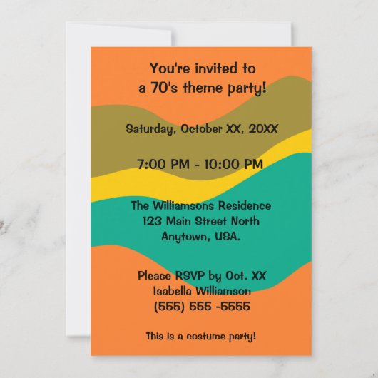 1970年代ディスコテーマパーティー 招待状 (裏面)