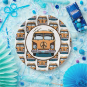 1970年代ヒッパイバンレトロヴィンテージスタイル誕生日 ペーパープレート (パーティー)