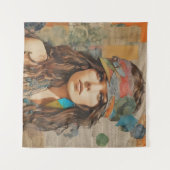 1970年代ヒッピー女性コラージュ タペストリー (正面(横))