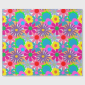 1970年代フラワーパワー ラッピングペーパー (フラット)
