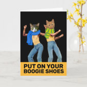 1970年代ブギーシューズ猫おもしろい誕生日 カード (黄色い花)