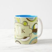 1970年代レトロサークルプリントコーヒーマグカップ ツートーンマグカップ (正面右)