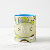 1970年代レトロサークルプリントコーヒーマグカップ ツートーンマグカップ (中央)