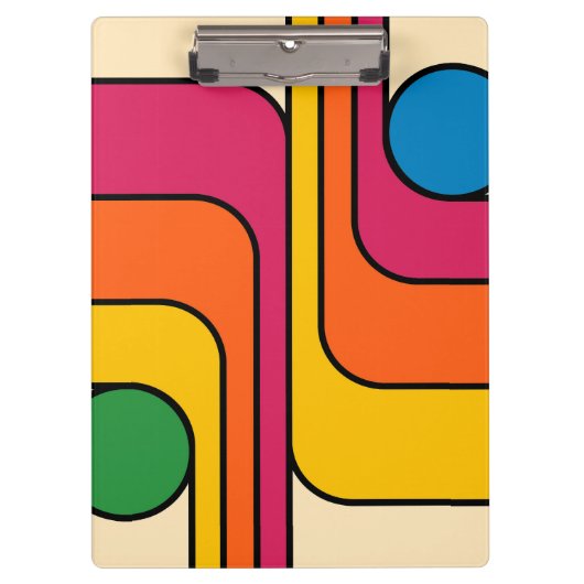 1970年代レトロスタイルの幾何学模様 クリップボード (正面)