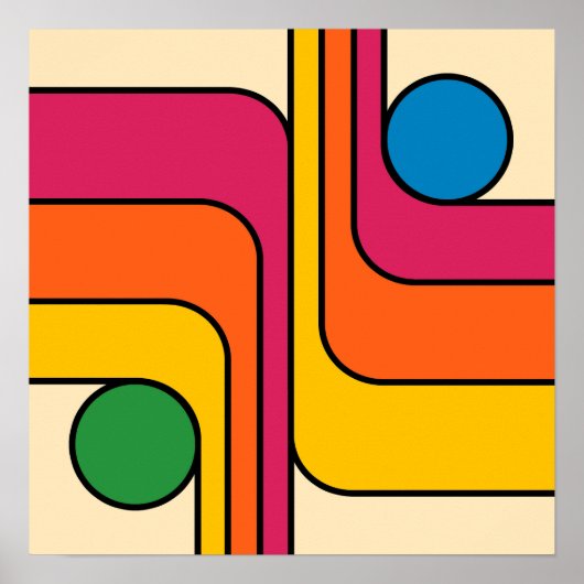 1970年代レトロスタイルの幾何学模様 ポスター (正面)
