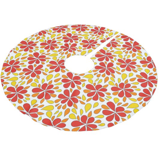 1970年代レトロファンキー花形赤オレンジ黄 ブラッシュドポリエステルツリースカート (アングル)