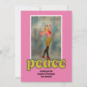 1970年代レトロ平和メッセージピンク写真 シーズンカード (正面)