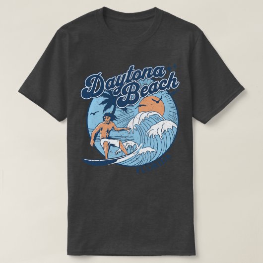 1970年代ヴィンテージサーフィンデイトナビーチフロリダレトロ Tシャツ (デザイン正面)